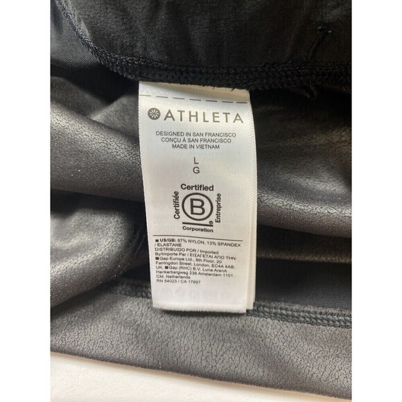 NWT Athleta Gleam Shorts Black Large Relaxed Pull On Elastic Waist Faux Leather - Picture 11 of 15